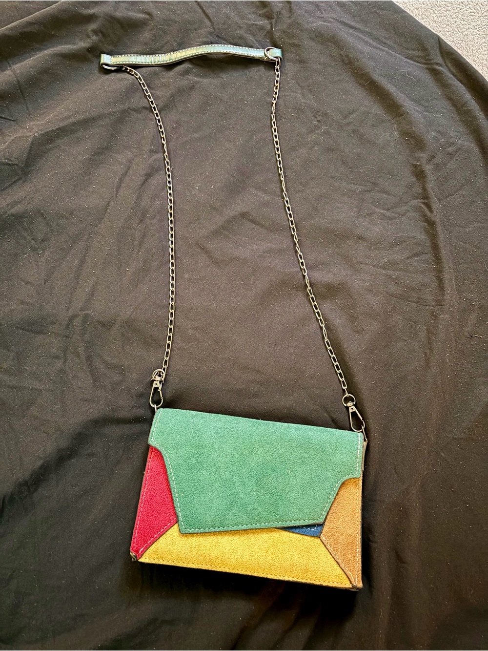 Colorblock Suede Crossbody Bag - Green Multi